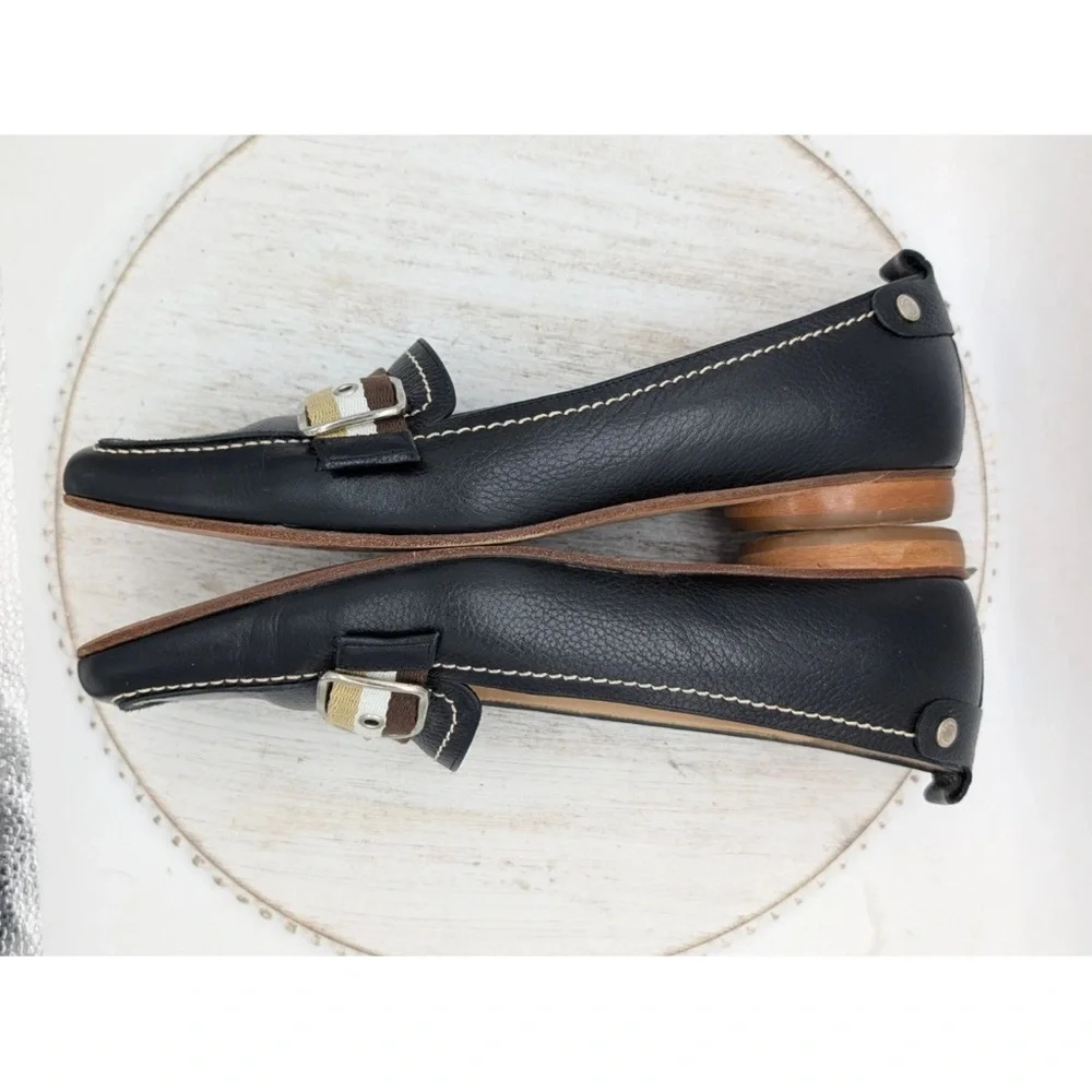 Coach Vintage Lia P481 Black Leather Buckle Loafers Woman 9.5